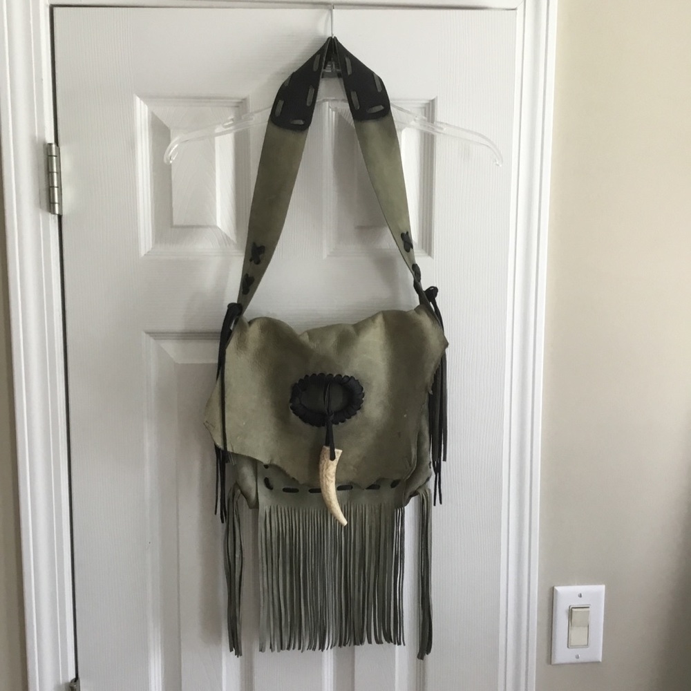 Handmade fringe leather purse